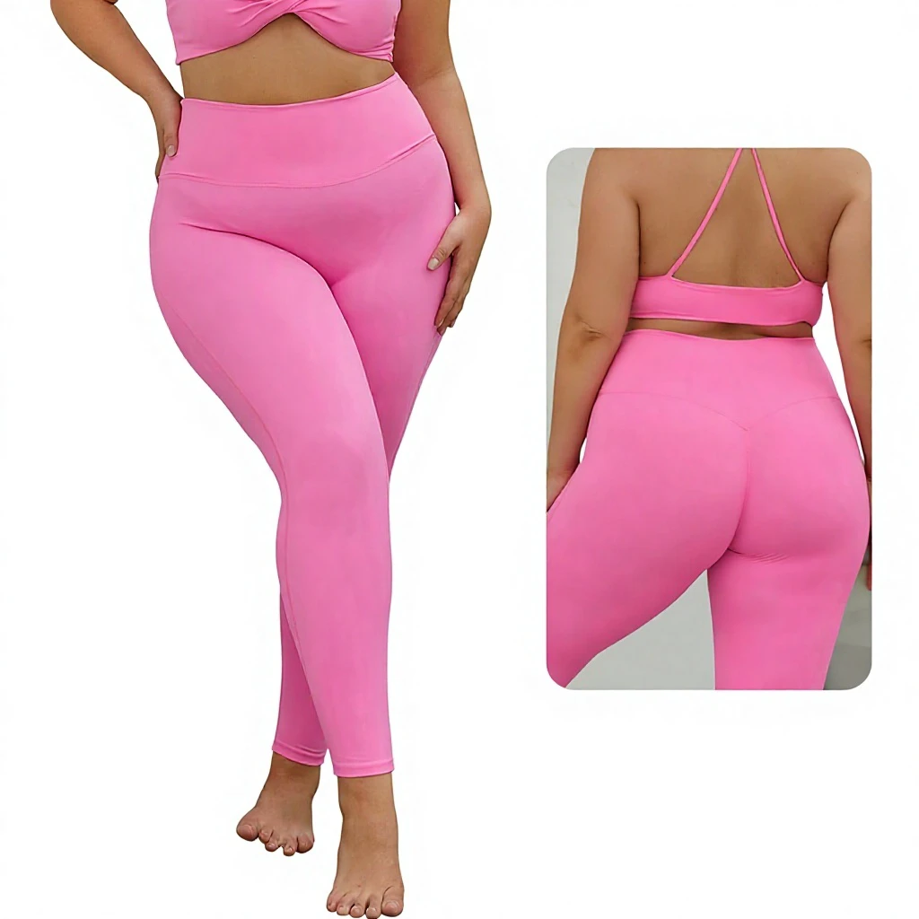 European and American Outdoor Sports Plus Size High Waist Solid Peach Hip Tight Full Length Wrinkle-Resistant Yoga Pants 813