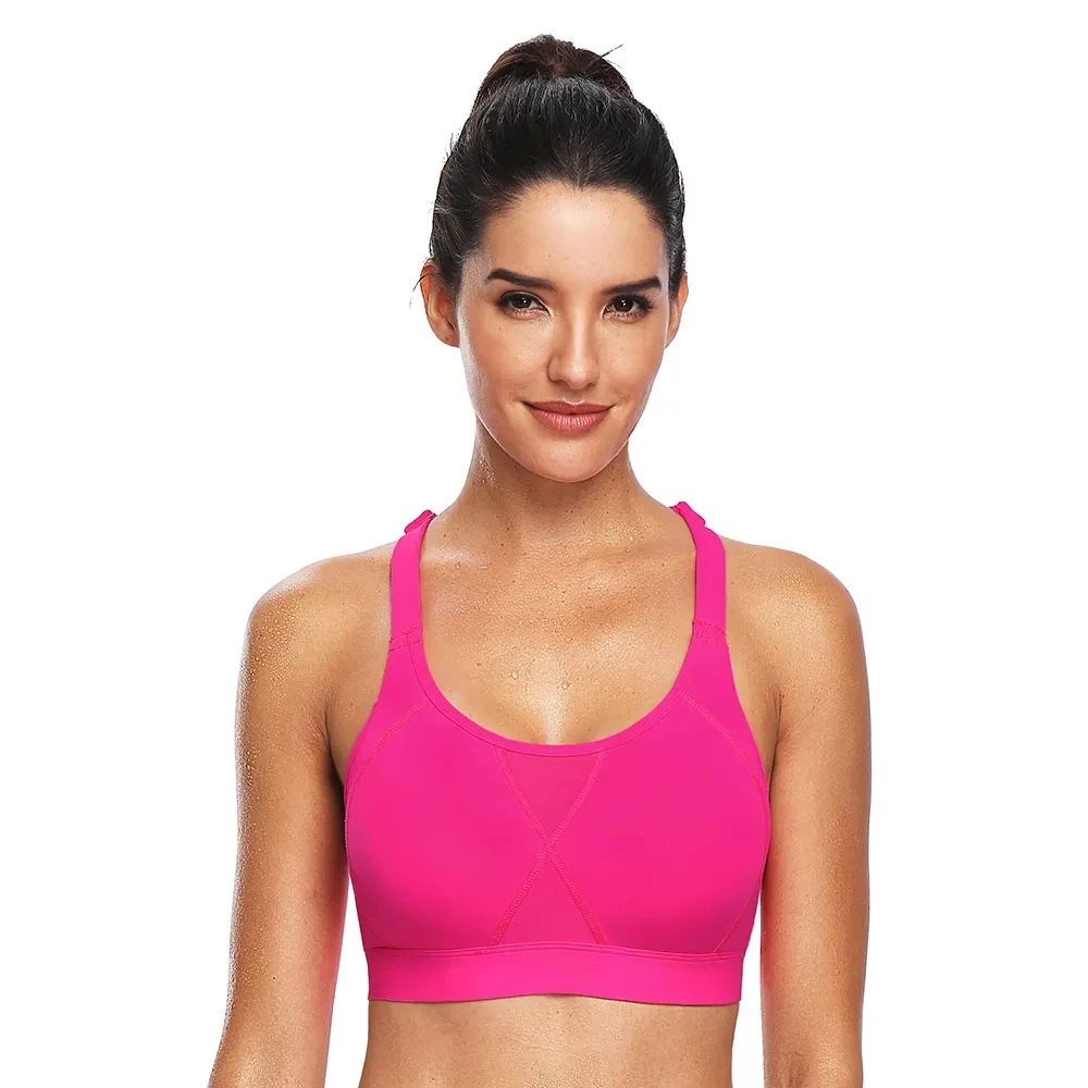 Breathable Plus Size Lightweight Women Sports Bra with Front Logo Four-Way Stretch Medium Support Quick Dry & High Quality