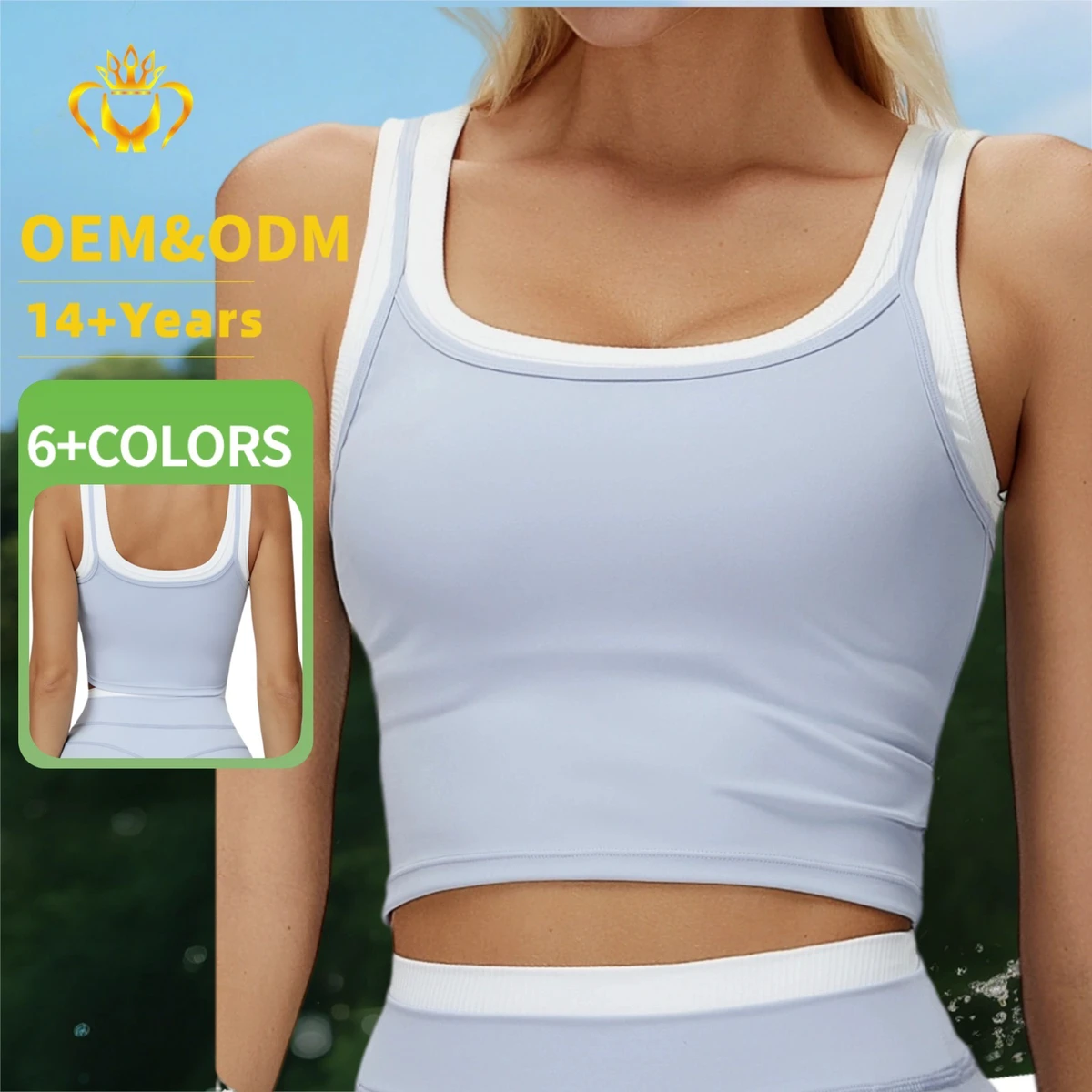 Custom High-Quality Two-Piece Split Vest Women Contrast Color Top Sujetador Deportivo Gym Sports Yoga Bra for Running Fitness