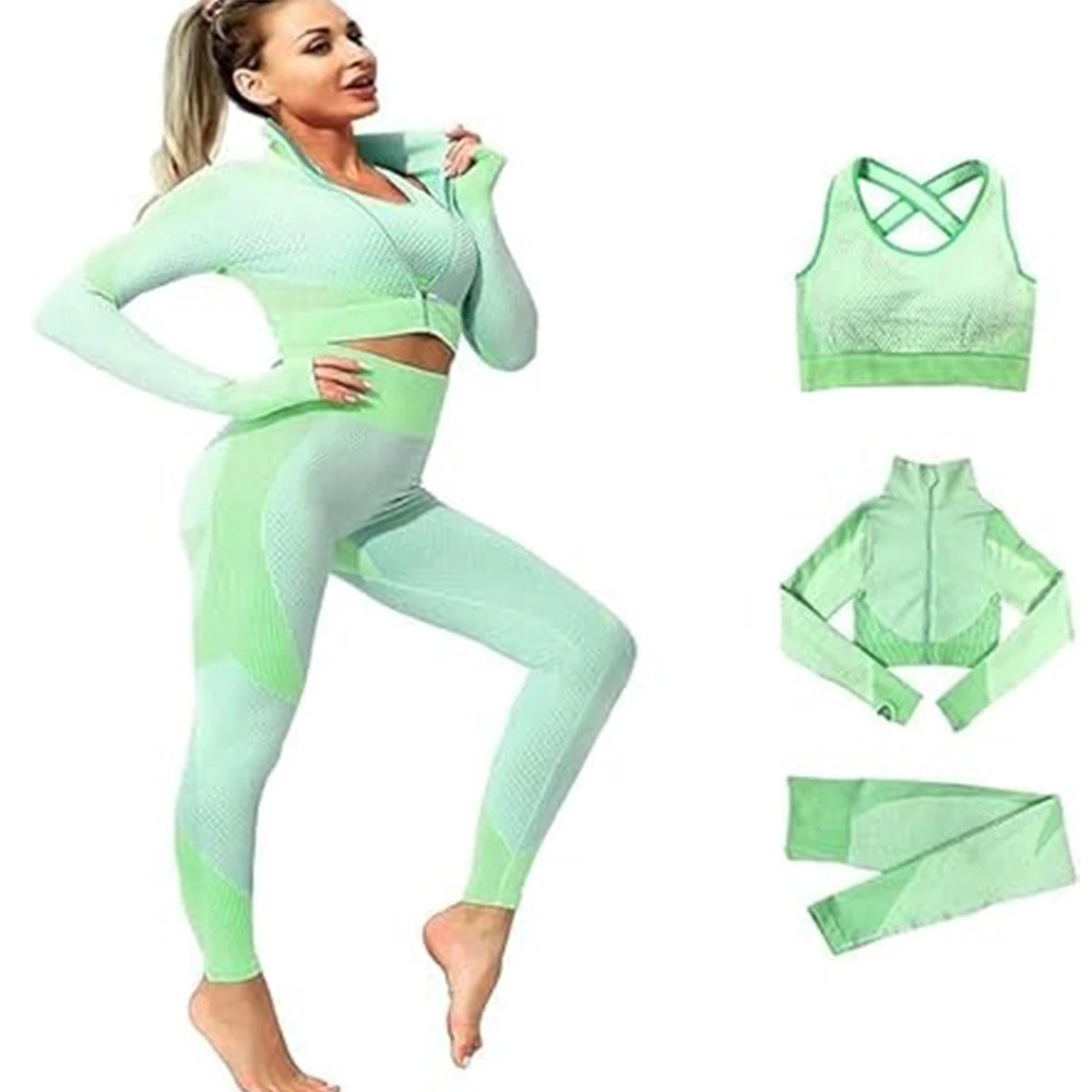 High stretch workout gym clothing set women light weight running gym wear set women
