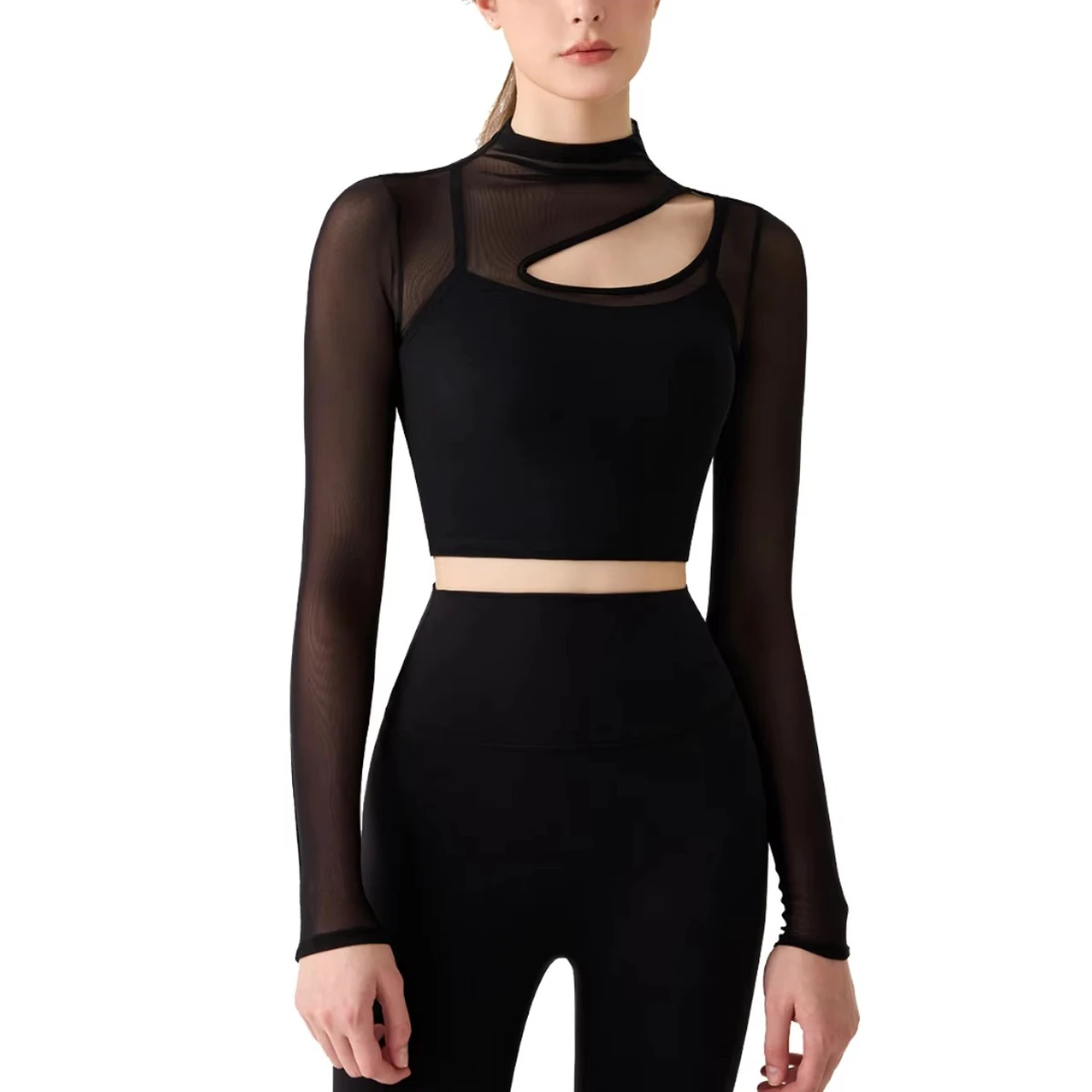 Wholesale Breathable Long Sleeve Mesh Gym Yoga Tops Workout Running Fitness Athletic Cropped Top for Women