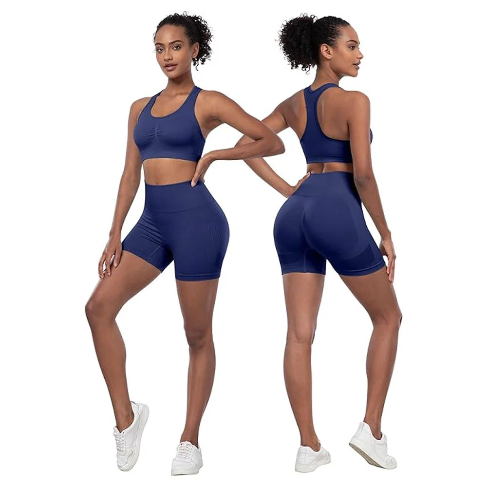 Custom Women Solid Sports Wear Seamless Sports Bra Fitness Leggings Gym Clothing 2 Piece Yoga Set Water Resistant