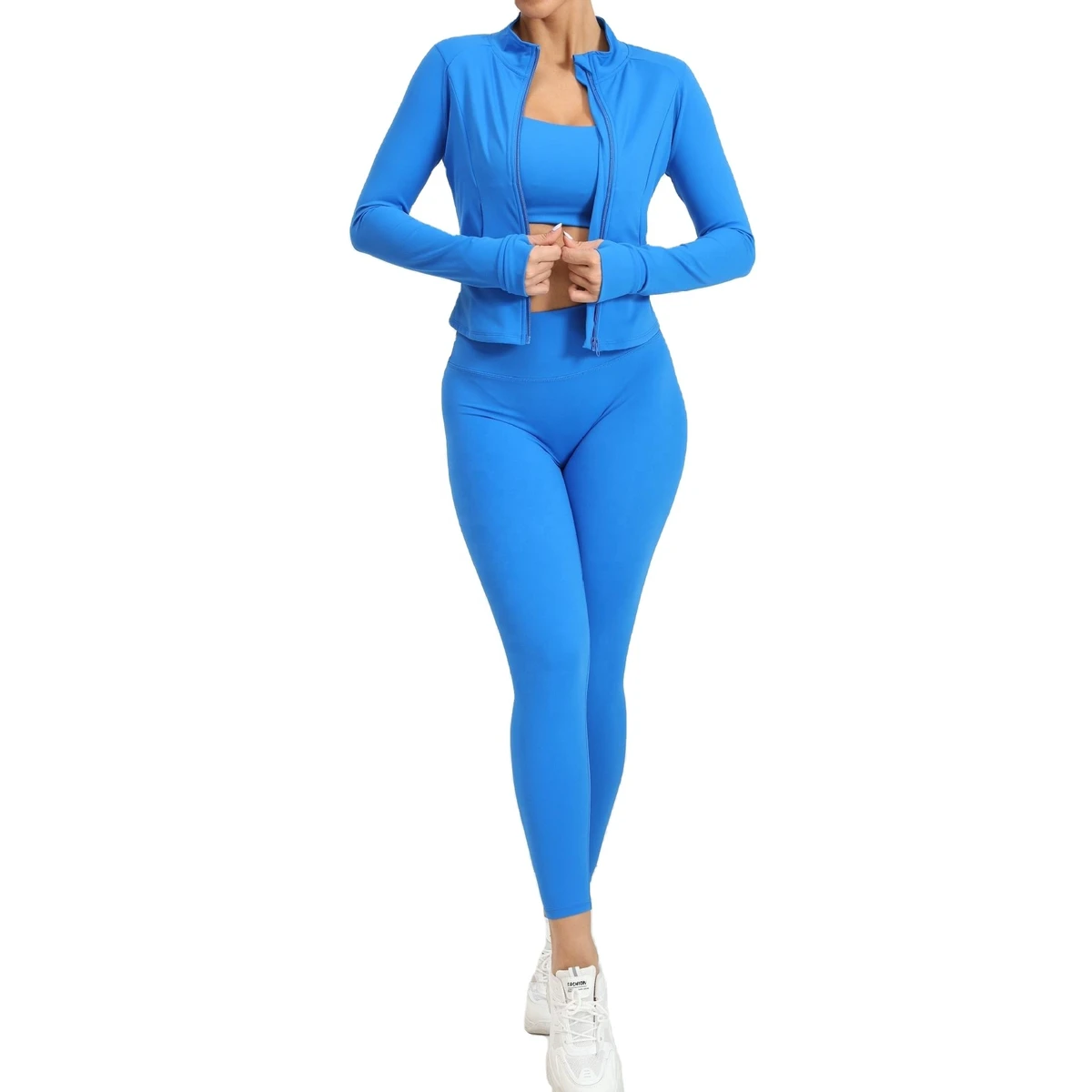 Seamless Sleeveless Plus Size Yoga Suit Set Women Three Piece Fitness Set Drop Shipping