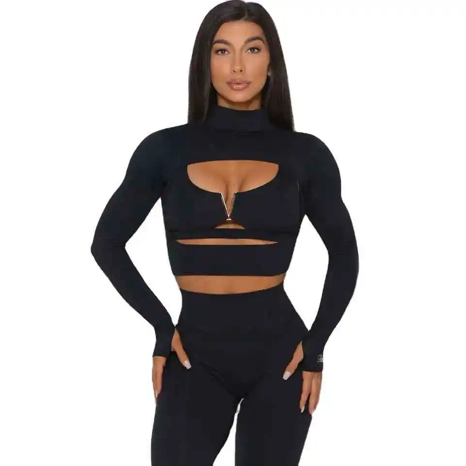 Top Professional Women's Solid 2 Piece Breathable Quick Dry Spandex Polyester Gym Yoga Wear Set High Quality For Adult Size