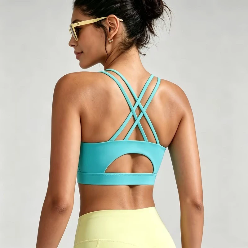 High Elastic Custom High Quality Quickly Dry Lightweight Breathable Criss Cross Back Exercise Bra Yoga Sports Bra for Gym