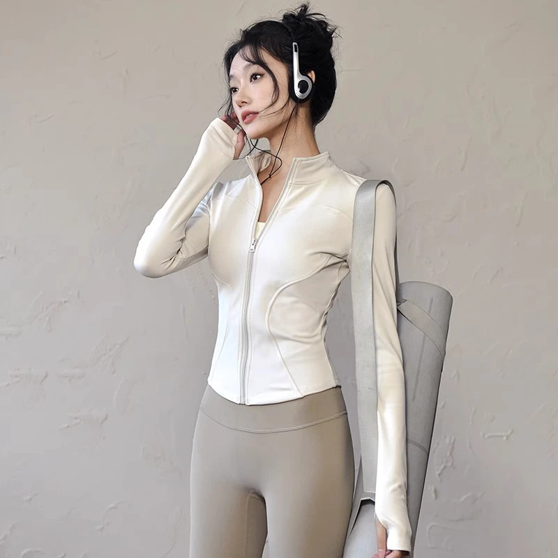 Lulu Slim-Fit Running Fitness Sports Jacket Breathable High Elastic Top for Adults Quick-Drying Yoga Clothing for Autumn Winter