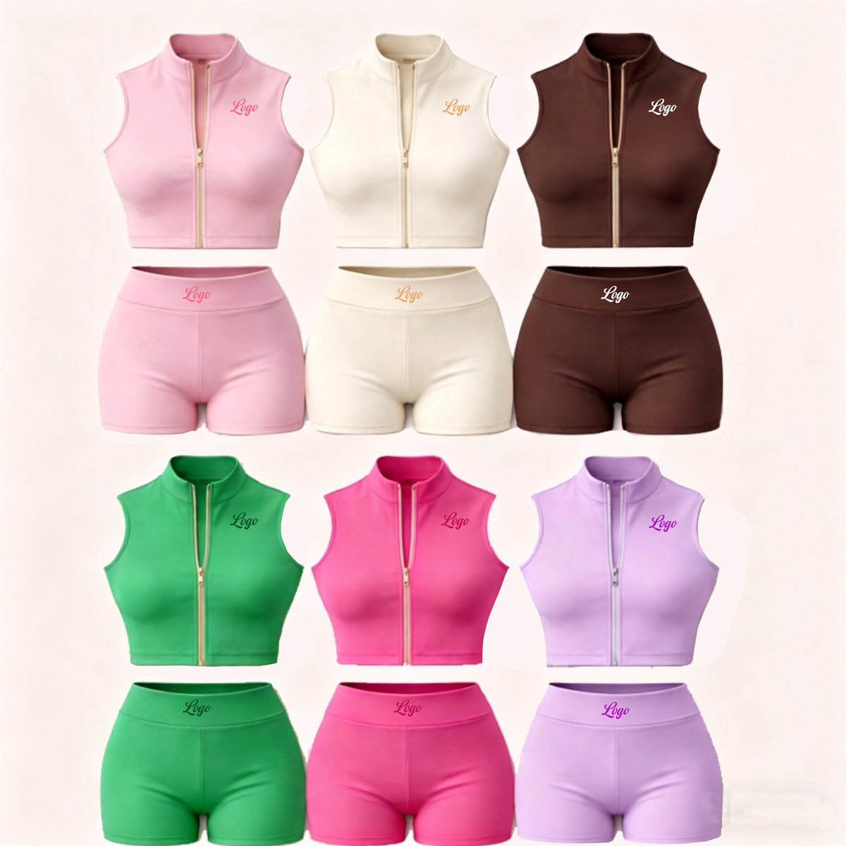 Women's 2 Piece Summer Tracksuit Zipper Up Sleeveless Jackets shorts Set for Women Yoga Fitness And Workout Sets