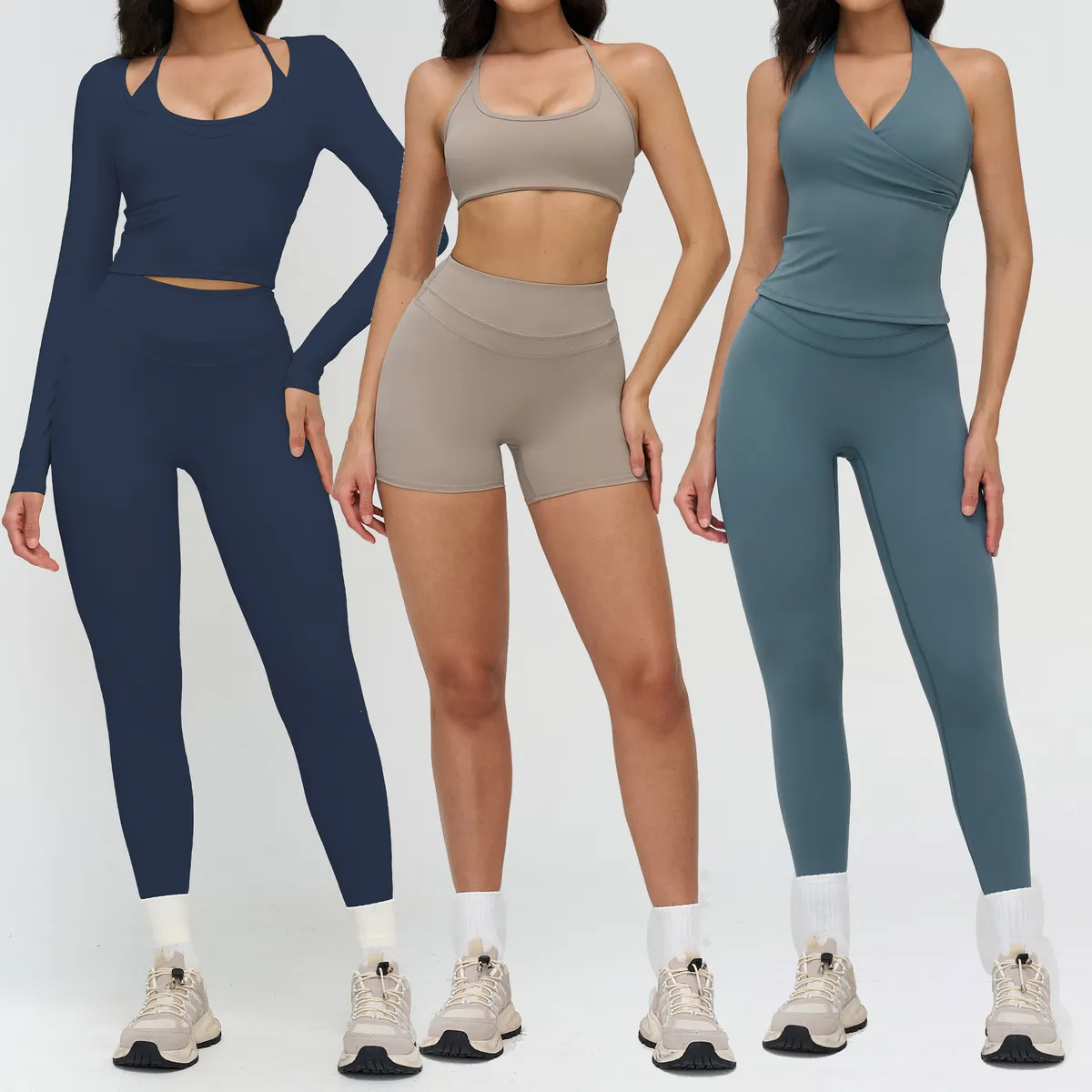 Wholesale High Quality 5pcs Gym Fitness Sets Comfortable Stretchy Workout Suits Girls Quick Dry Sports Fitness Yoga Wear