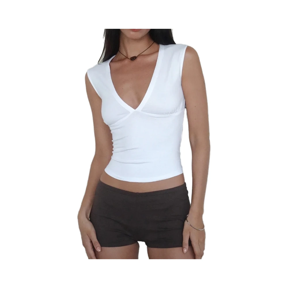 Women's V-Neck Slim Fit Sports Bra Sexy Yoga Tank Top Comfortable Breathable Quick Dry Activewear Short Crop Top for Summer