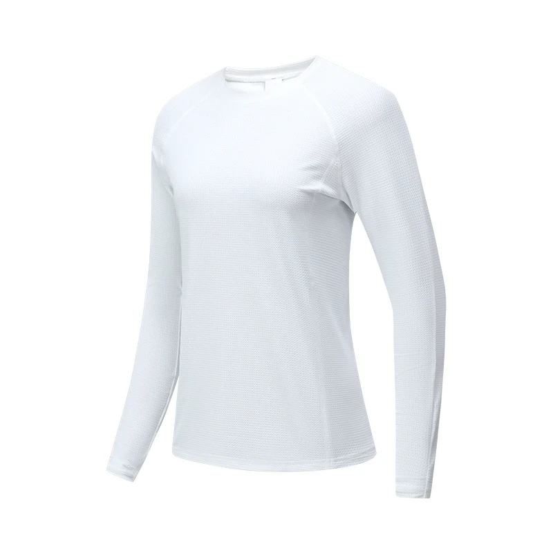Women's Spring New Long-Sleeved Ice Silk Sports Fitness Top Quick-Drying Base for Outdoor Running Front Logo Yoga Clothing