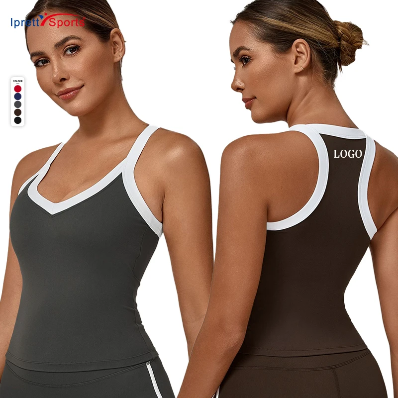 Custom Logo Women Fitness Yoga Wear Running Tank Top Quick Dry Padded High Support Gym Sport Tank Top Women