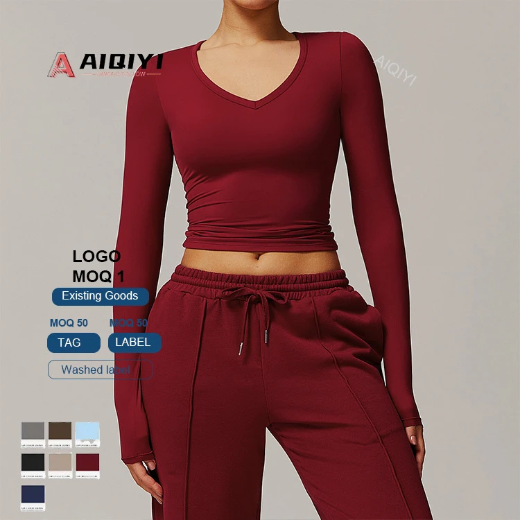 8694 Custom Tight Brushing Long Sleeve Women Sportswear Running Training Workout Fitness Gym Yoga Crop Top