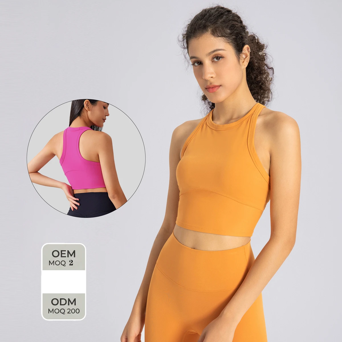 High Neck Shockproof Yoga Tank Top Built-in Bra Women High Elasticity Quick Dry Padded Sports Bra Gym Fitness Workout Crop Top