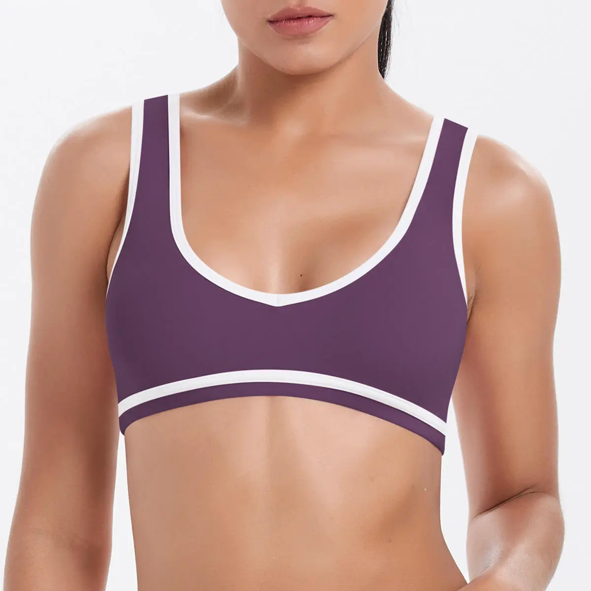 Custom Logo Front High Elastic Quick Dry Anti-Bacterial Yoga Sports Bra Women Deep V-Neck Medium Support Multi-Colour