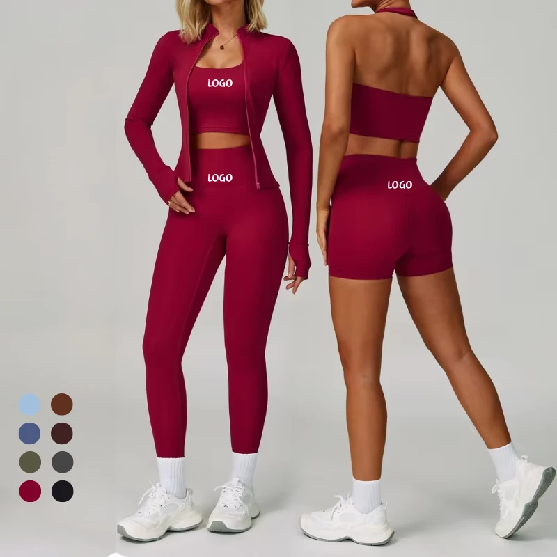 Women's Long Sleeve Fitness Suit Fall/Winter Seamless Activewear 2-Piece Set Breathable Eco-Friendly for Running Gym Plus Solid