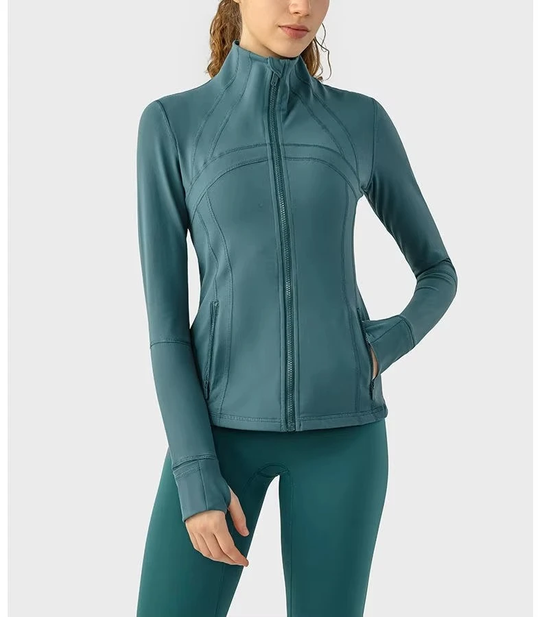 Wholesale Women's Activewear Yoga Fitness Tank Top Hooded Neoprene Breathable Soft Ribbed Seamless Regular Fit Zip-Up Long