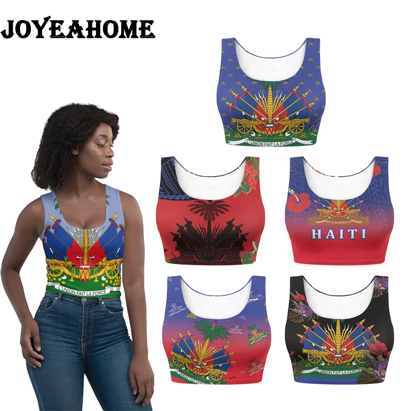 OEM High Quality Haiti Flag Tank Top Custom Logo Women's Yoga Gym Vest Fitness Workout Sports Bra Premium Clothing Workout