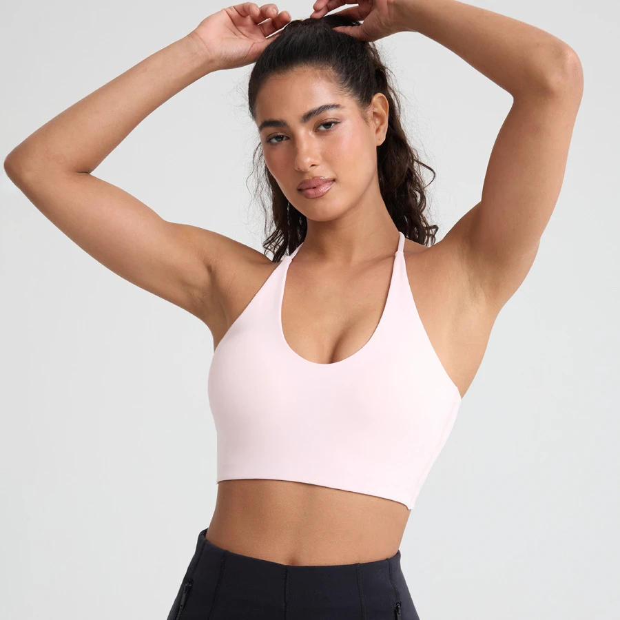 Women's Lightweight Breathable Sports Yoga Vest Built-in Bra Quick Dry Four-Way Stretch Halter Neck Tank Top for Summer Fitness