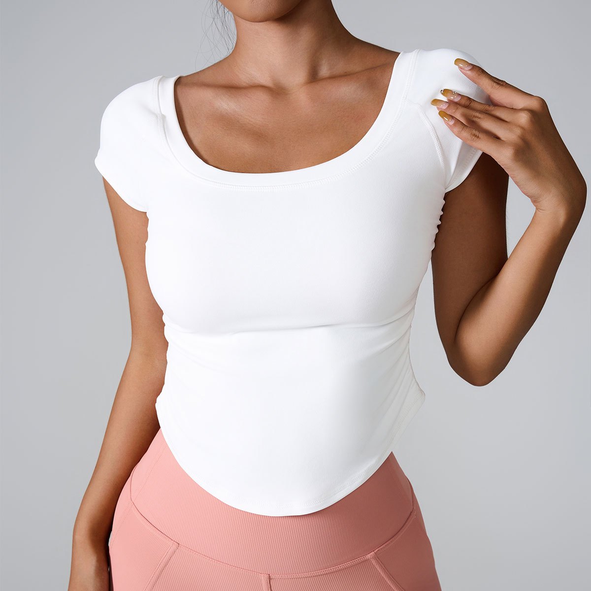 OEM Tight-fitting for Sports Short-sleeve Running Training Quick-dry Shirt Thin Nude-feel Yoga Wear for Women