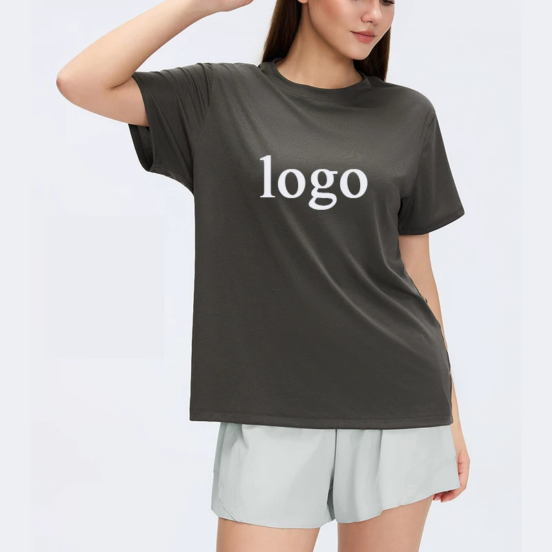 High Quality Breathable Loose Sports T-shirts Women's Running Fitness Top Crew Neck Short Sleeve Workout T-shirt