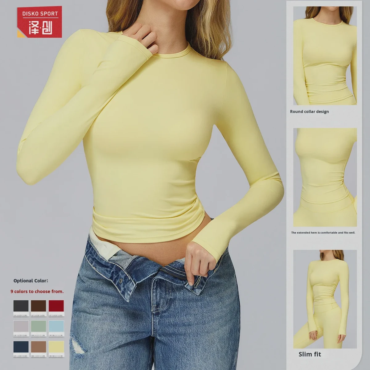 High Strength Fitness Long Sleeve Top 8519 Winter Yoga Running Sports Apparel Breathable Comfortable Brushed Sports