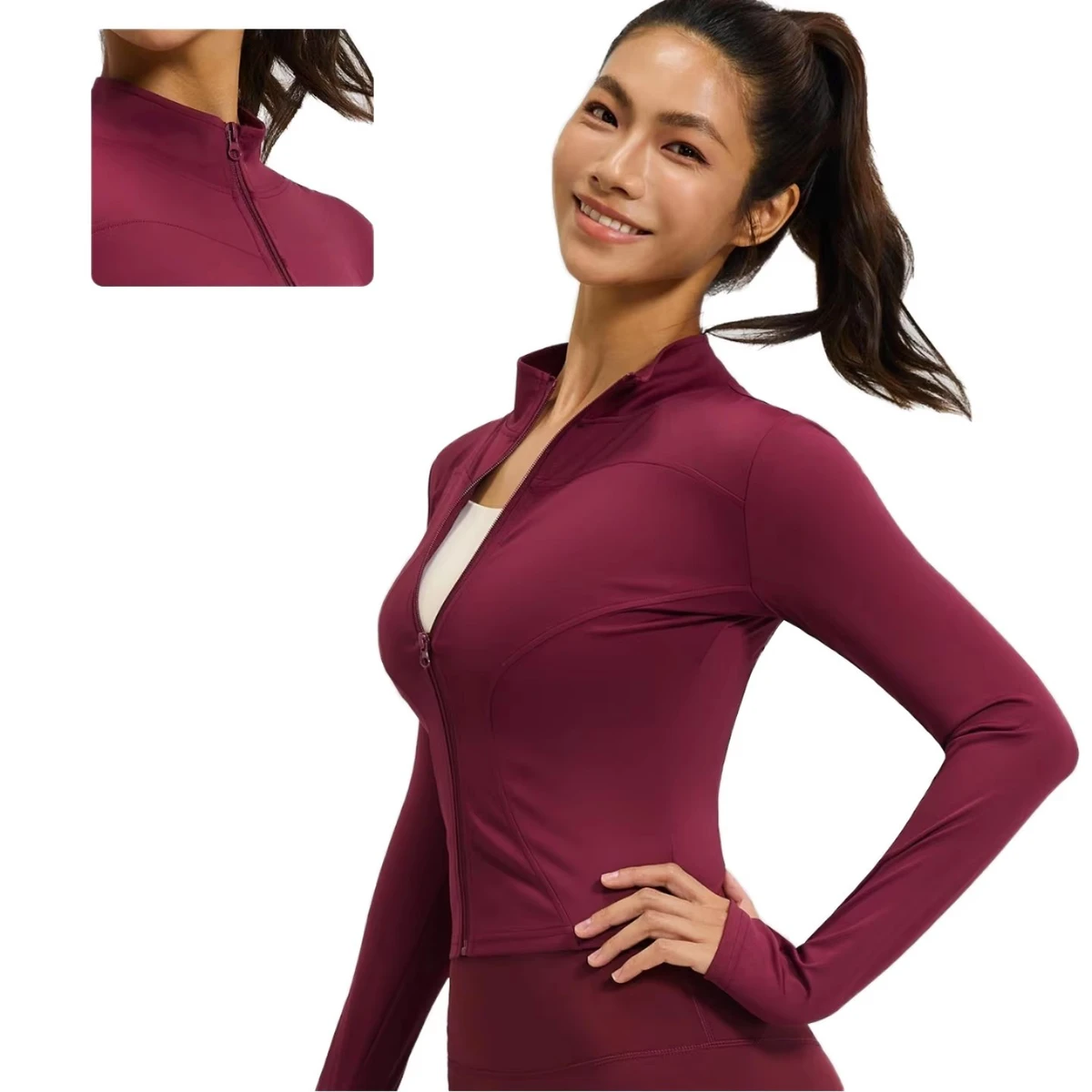 J3016 Hot Sale High Eelasticity Stand Collar Slim Fit Fitness Suit Slimming Yoga Top Sports Jacket Quick Drying Yoga Suit