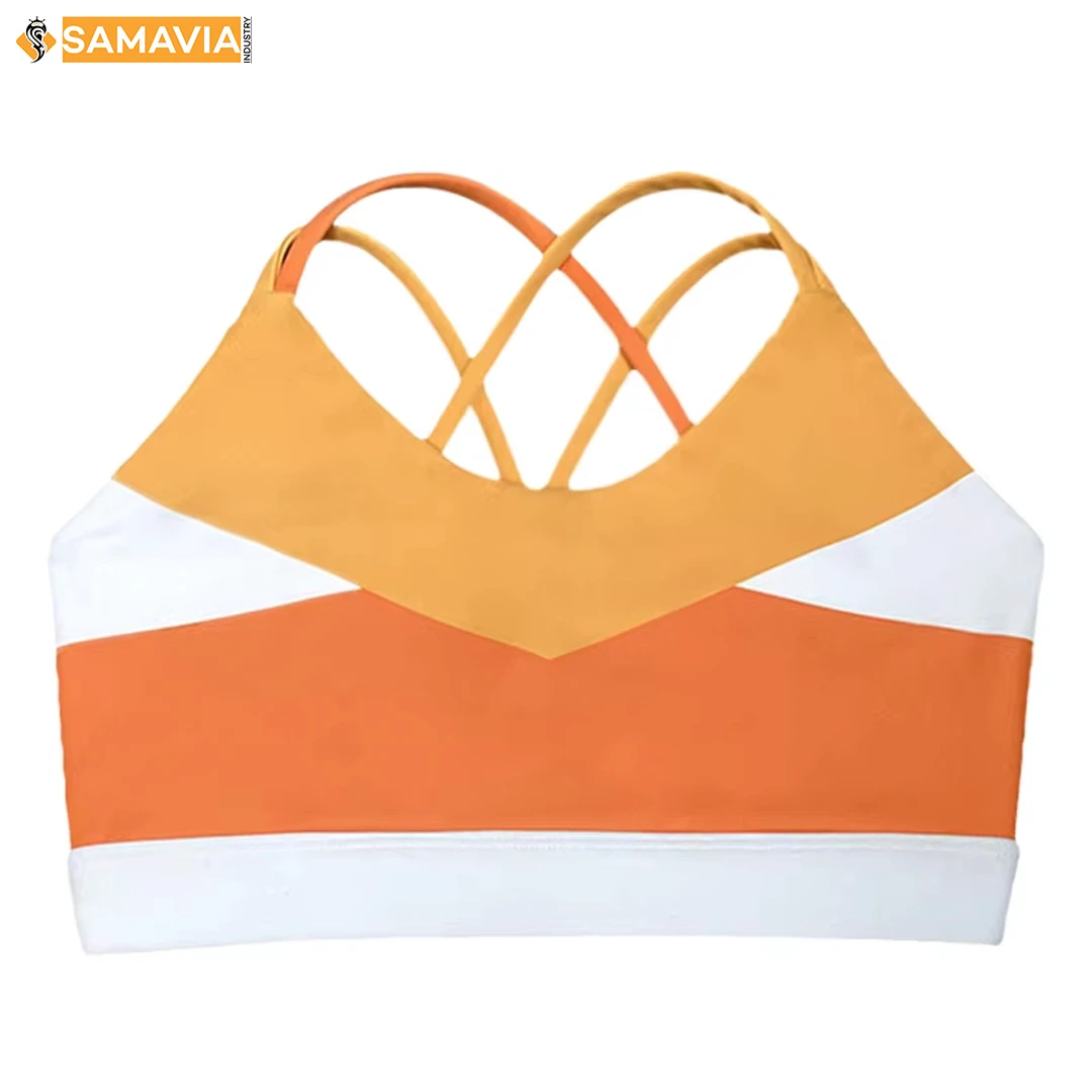 Lightweight Spandex Samavia High Support Sports Bra for Girls' Yoga & Dance Front Logo Plaid Pattern Custom Colors Low Price