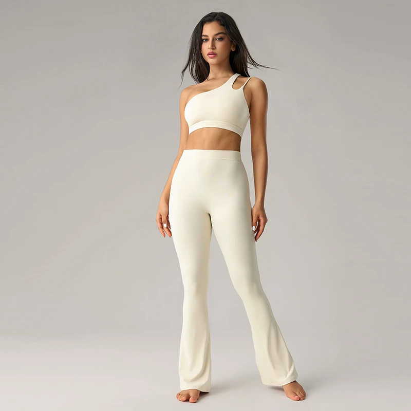 Eco Friendly 2 Piece Yoga Set Long Sleeve Crop Top with High Waist Seamless Leggings Breathable Activewear Set Fitness yoga wear