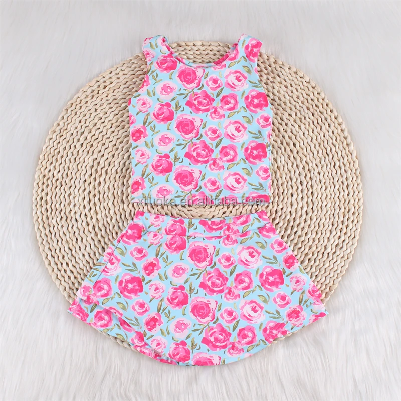 Top Sales Baby Girl Yoga Sets Summer Custom Print Children Clothing Gym Sports Active Wear