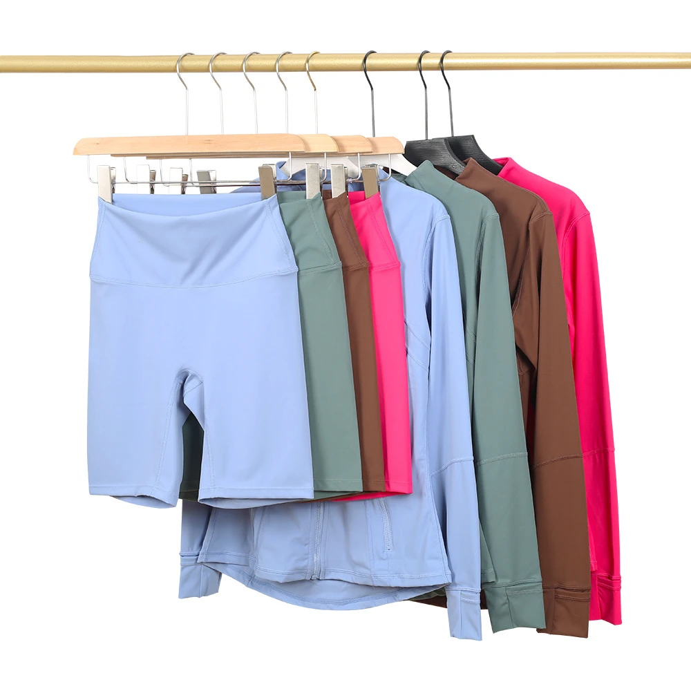 Lu Women's High Quality Buttery Soft Popular Women Long Sleeve Gym Training Fitness Outer Wear Jackets Yoga Short Set