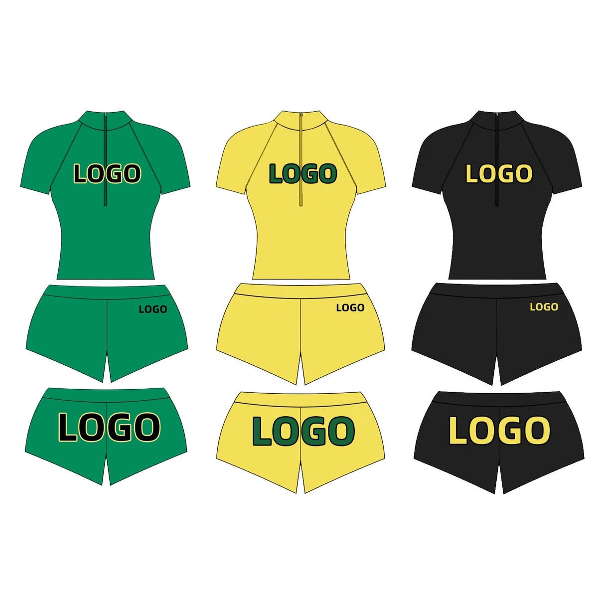 Custom Activewear Half Zip Yoga Top and Short Set Women Workout High Quality Two Piece Loungewear Set Women Clothing