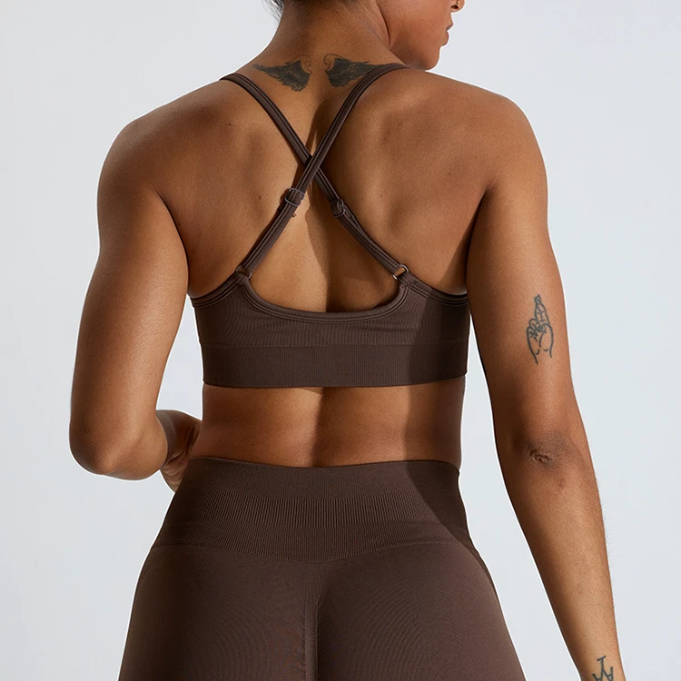 Fashion Hot Sale Outdoor Sports Bra Custom logo Cross Back High Support Workout Gym Yoga Bra for Women