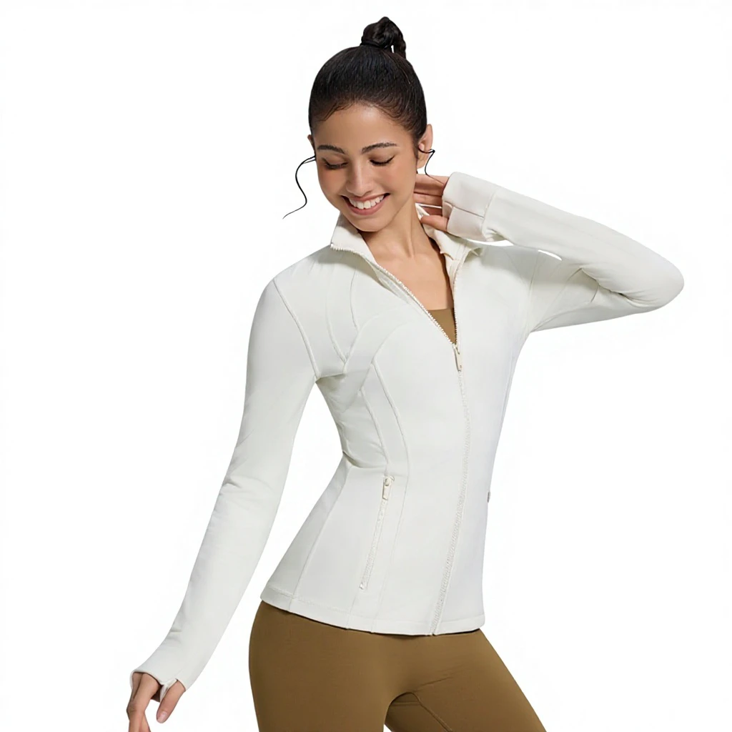 New Style Women's Define Stand-Up Collar Windproof Tight-Fitting Spandex/Nylon Zipper Running Fitness Long-Sleeve Top Yoga