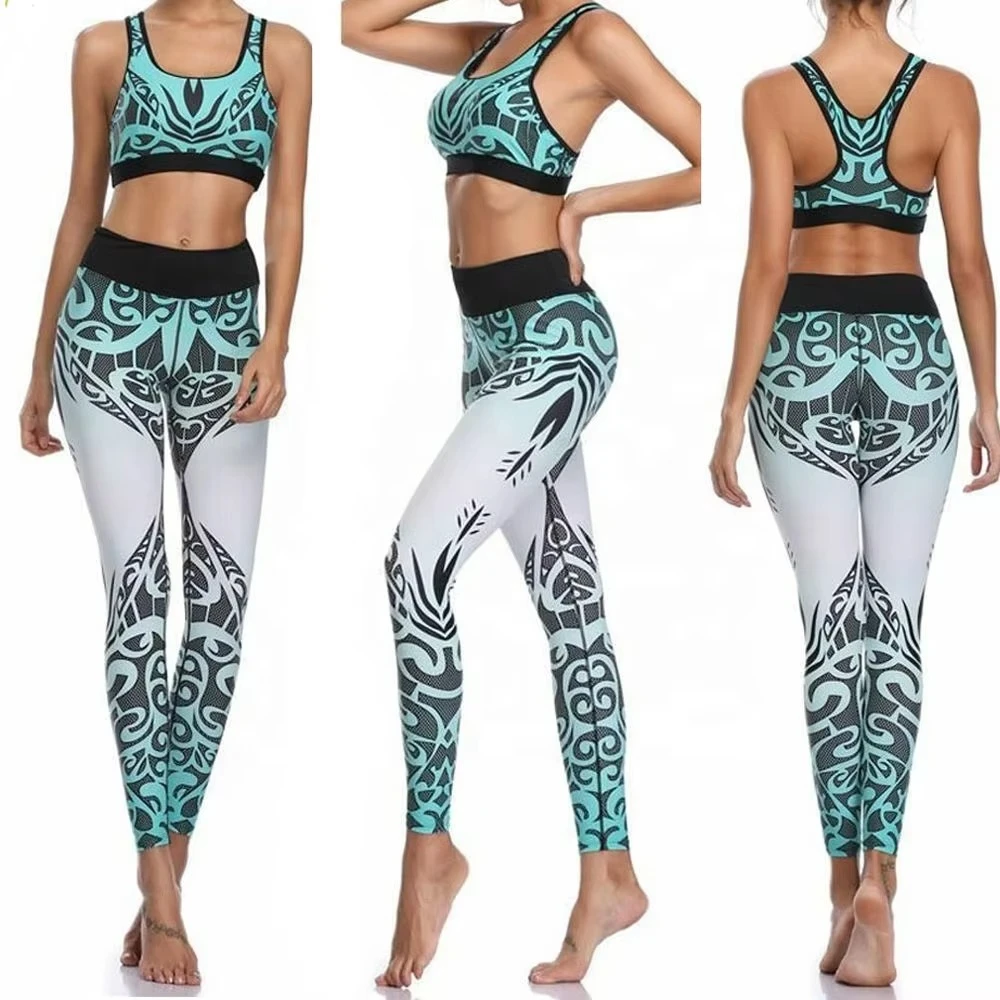 Sleeveless Top Casual Yoga Set Fitness Women High Waist Breathable Leggings and Bra Set Front Logo 2-Piece Spandex/Nylon