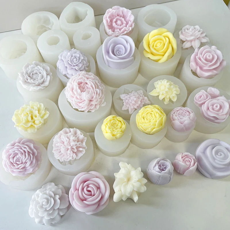 BPA Free Multi Flowers Scented Candle Silicone Molds DIY Petal Diffuser Flora Handmade Soap Gypsum Resin Mould Candle Making Kit