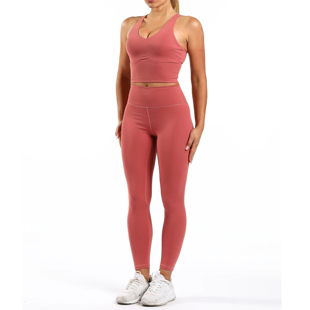 Custom Logo Women High Waisted Skinny Short Lightweight 2 Piece Yoga Set Plus Size Solid Color Workout Wear Low MOQ