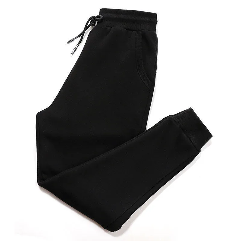 Spring Autumn Winter Cotton Sports Casual Pants Unisex Casual Sweatpants Loose Skinny Large Size Ankle-tied Thin Solid Color