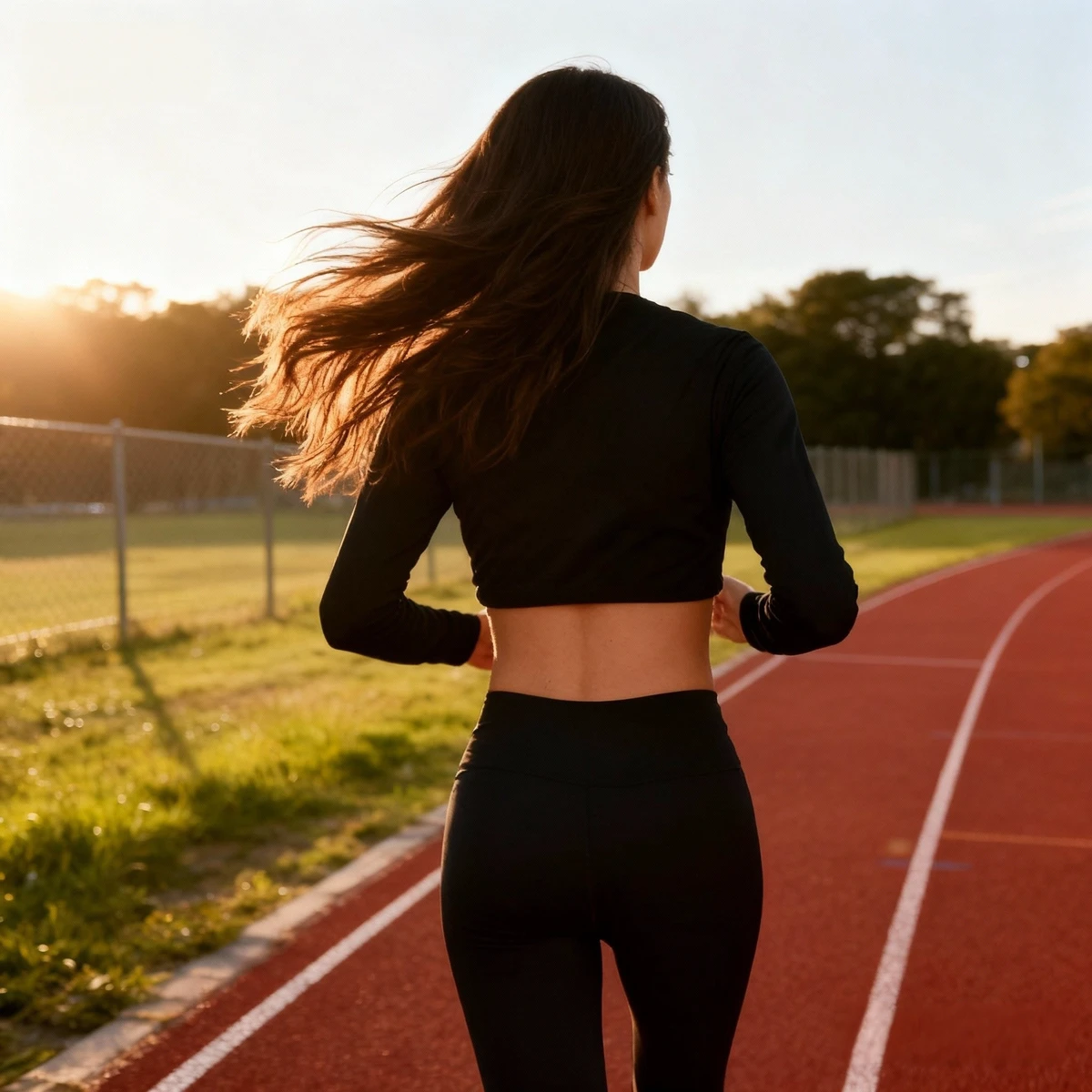 New TEESSO Black Long Sleeve Breathable Solid Sports Underwear Set Slim-fit Yoga Running Fitness Suit Women Elastic Waist