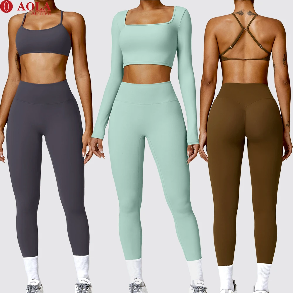 AOLA Sports Suit Tight Legging Sports Kit Ladies Gym Wear Fitness Clothing Sport Yoga Sets Seamless Woman Yoga Wear