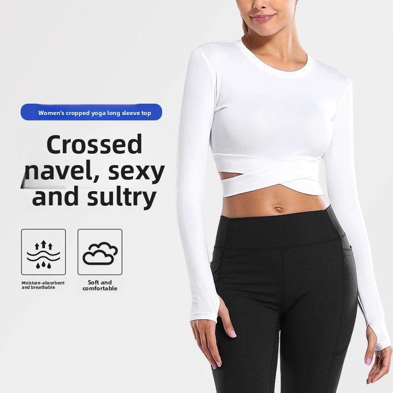 Tight-Fit Women's Polyamide Solid Long-Sleeved Sports Top with Sweat-Wicking for Running Yoga Fitness Training Clothes
