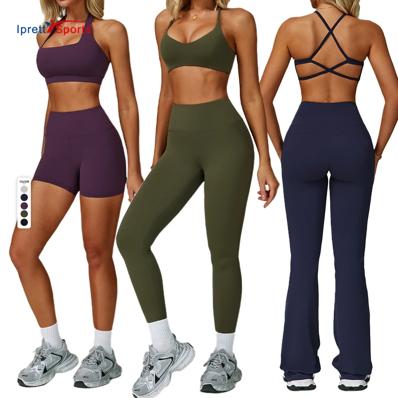 Hot Selling High Quality Customized Yoga Fitness Suits 5 Piece Set Special Colors Women Backless Sport Sexy Design Solid Sets