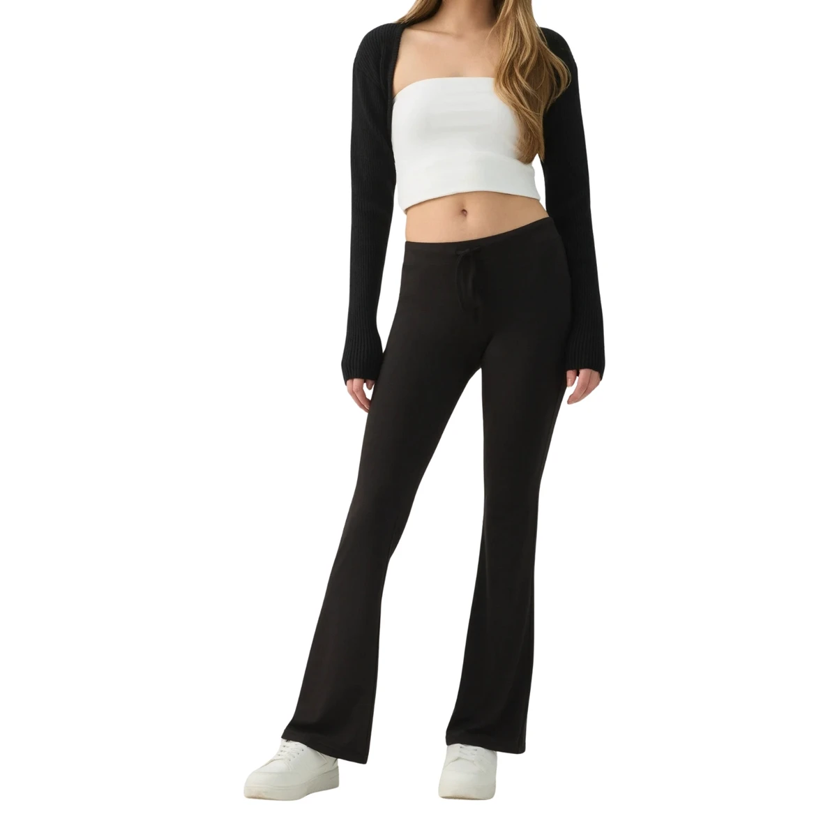 Custom Wholesale Mid Waist Casual Solid Flare Yoga Leggings Women Elastic Loose Fit Breathable Cotton Bamboo Anti-Bacterial