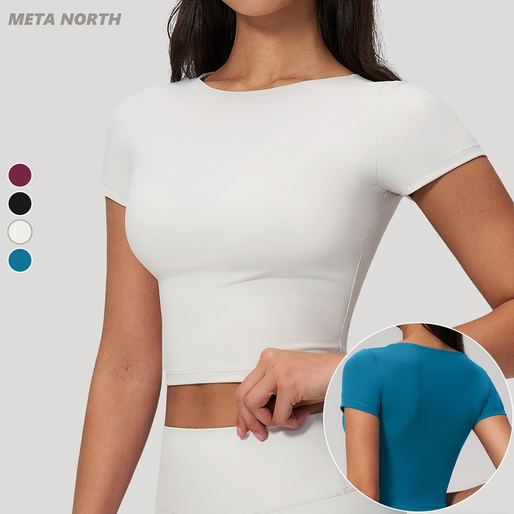 Breathable Lightweight Sport Short Sleeve Women Gym Tops Fitness High Quality Quick Dry Four-Way Stretch Active Compression Slim