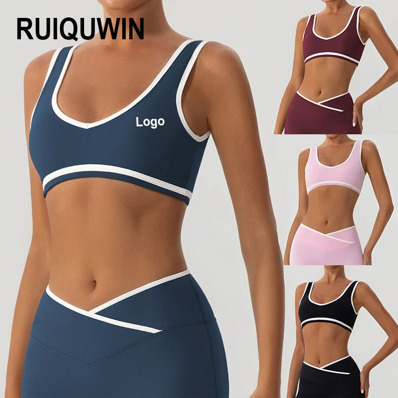 RUIQUWIN Wholesale OEM Women's High-Support Sexy Yoga Sports Bra High-Elastic Soft Breathable Pilates Fitness Activewear Top