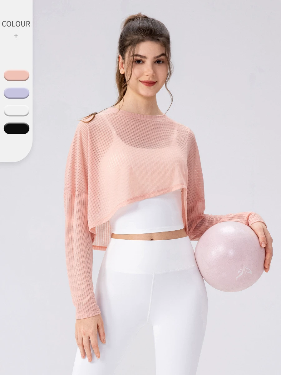 Women's Lightweight Breathable Fitness Top Long Sleeve Yoga Cover-Up for Outdoor Running Casual Sports Casual Wear Front