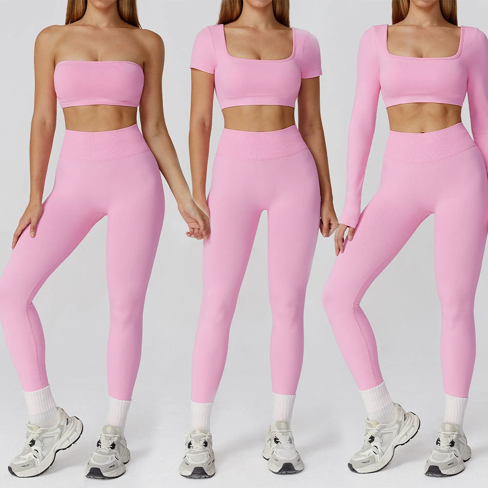 Sports Bra And Legging Butt Lifting Fitness Yoga Sportwear Women Yoga Seamless 5 Piece Scrunch Butt Workout Sets
