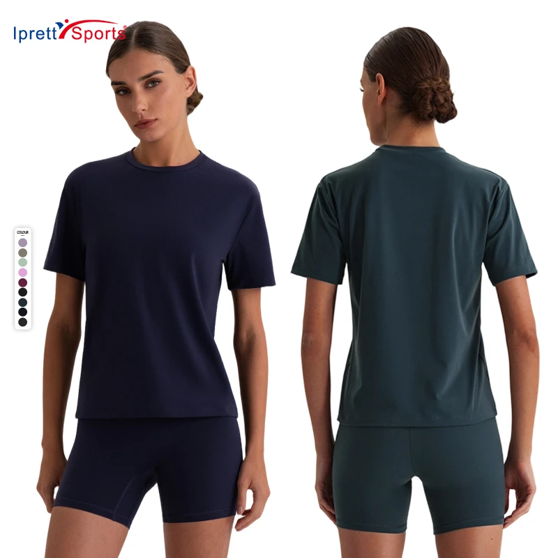 High Quality Women's Shorts Sleeves T-shirts Gym Clothes Slim Casual Round Neck Tee Ladies Workout Yoga Sports Tops