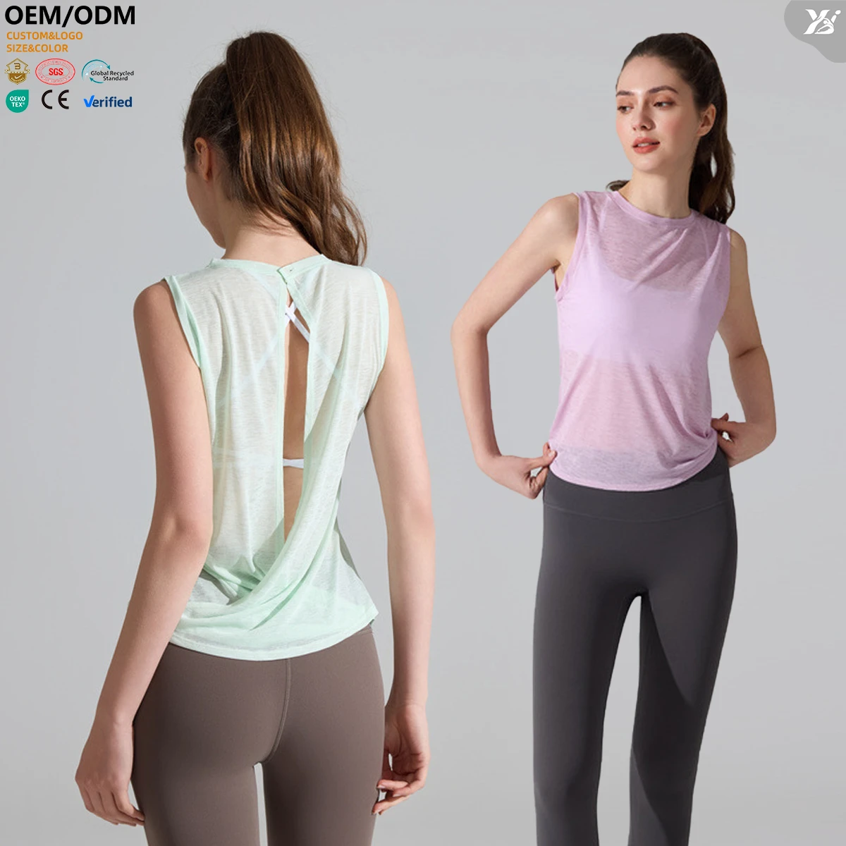 XW-YB521 Custom Logo Latest Design Summer Style Breathable Outdoor Sexy Back Slit Gym Clothes Women Yoga Sport Tank Top