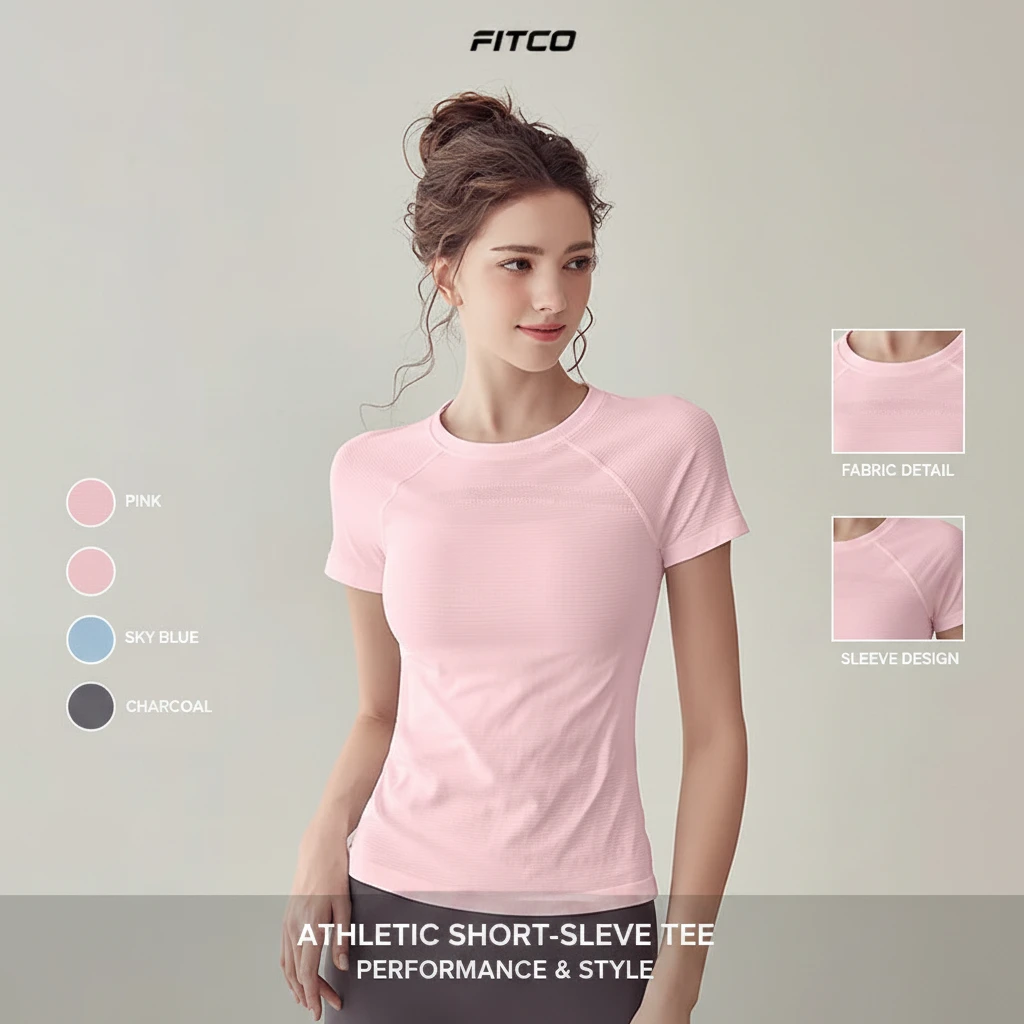 Women Short Yoga T-Shirt High Elastic Slim Fit Breathable Quick Dry High Quality Gym Sports Workout Tops