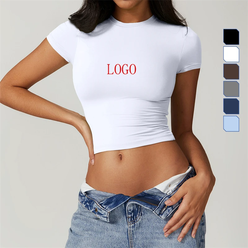 Best Selling T-Shirt Quick Dry Yoga Clothes Short Sleeve Fitness Blouse Outdoor Running Yoga Shirts With Bra for Women